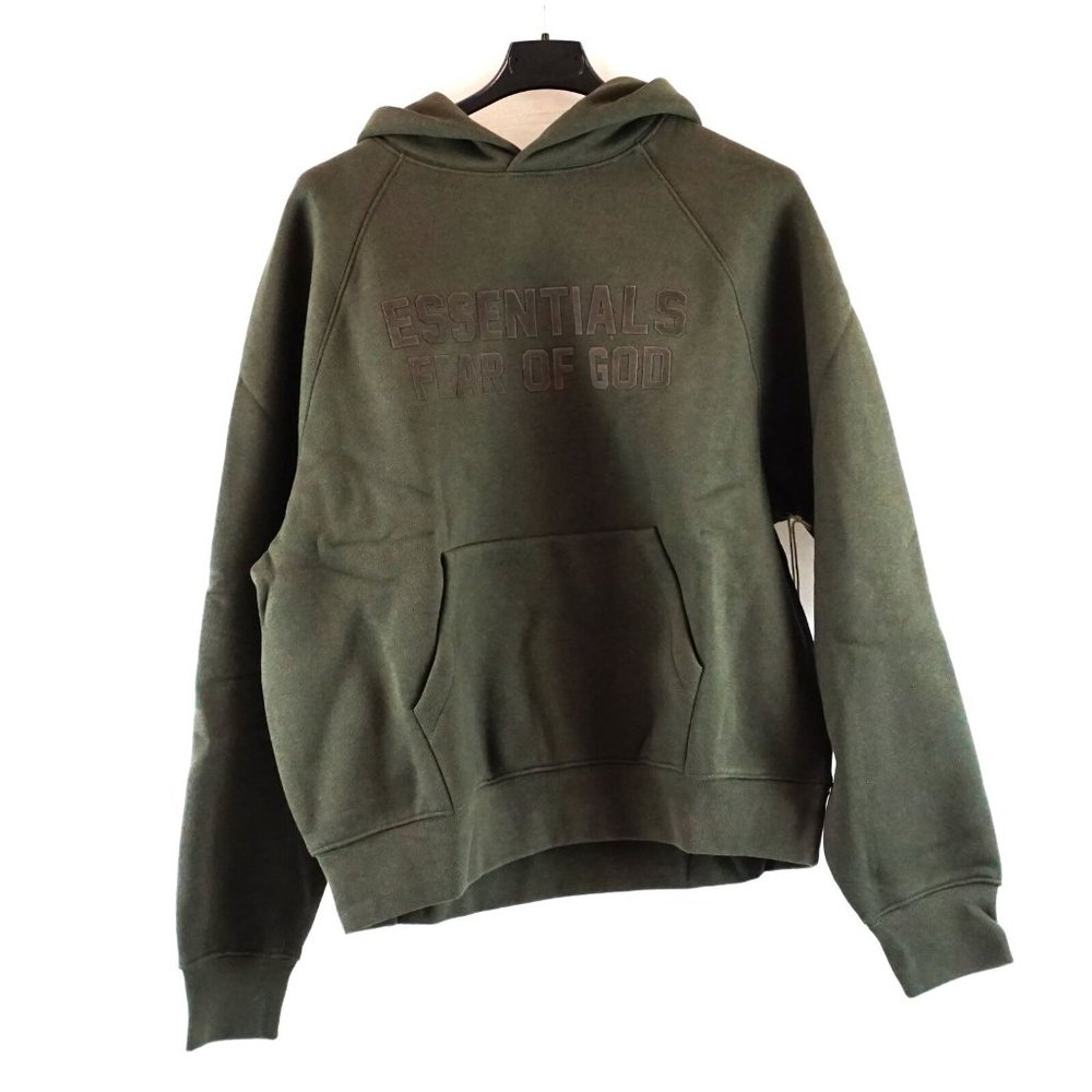 Fear Of God Essentials Core Fleece Logo Hoodie In Off Black - US Men's